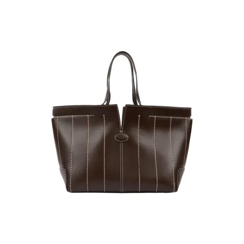 TOD'S DI Телячья кожа Тоут Сумка Сумка для покупок Сумка среднего размера Женская Коричневая