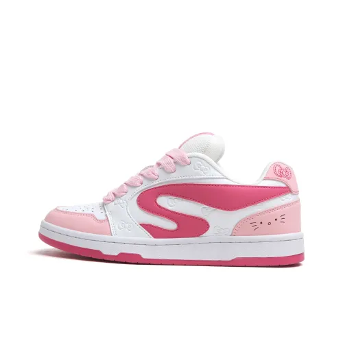 SINPERCO Slip-resistant Abrasion-resistant Low-top Skateboard Shoes Women's Fuchsia SINPERCO Противоскользящие Износостойкие Низкие Кеды для Скейтбординга Женские Фуксия