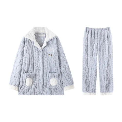 Qiao Ni Tong Пижамный комплект Мужской Небесно-голубой