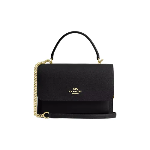 COACH Кожа Сумка через плечо Сумка среднего размера Женская Черная