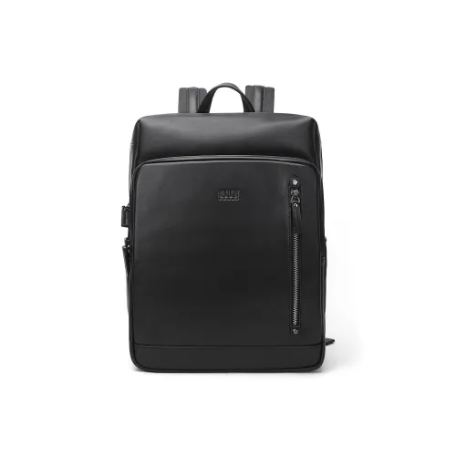 ELLE HOMME Рюкзак из крупнозернистой текстуры коровьей кожи стандартный мужской черный