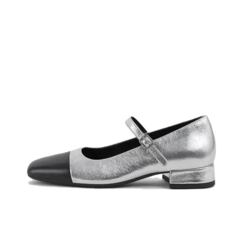 VAGABOND SHOEMAKERS Debbi Грубый каблук Туфли Мэри Джейн 2,5 см Женские Серебряные