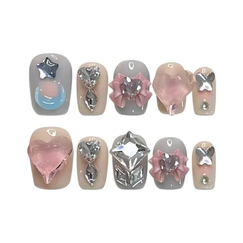 Song Biography Утонченный 3D-эффект Бабочка Сладкий Прохладный Nail Art Ледяная прозрачность 15mm Короткий LADDER