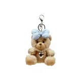 Маленький бурый медведь - синий бант - сердце - ожерелье