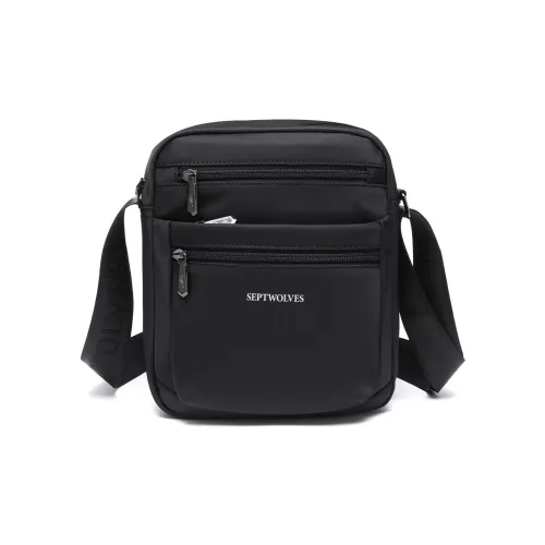 SEPTWOLVES Ткань Регулируемый Плечевой ремень Мужская Портативная Сумка через плечо Мужская Черная