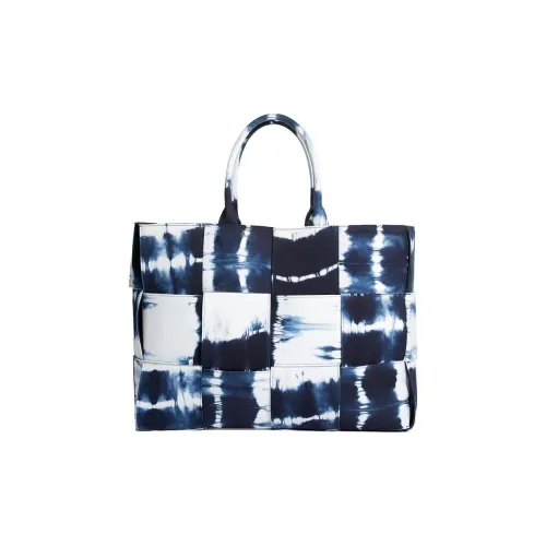 Bottega Veneta Хлопок Тоут Сумка Сумка для покупок Сумка Сумка через плечо Мужская Синяя и Белая