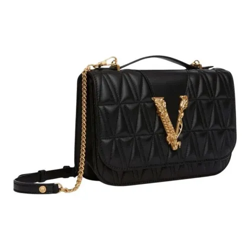 VERSACE Кожа Сумка с цепочкой через плечо одно плечо женская черная