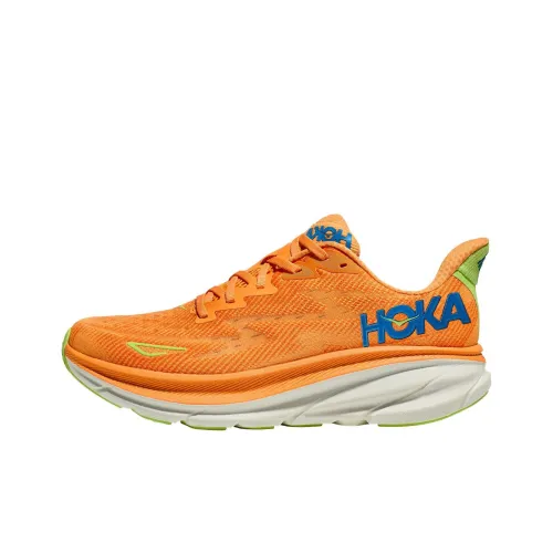 HOKA ONE ONE Clifton 9 Амортизаторы Slip-resistant устойчивые к истиранию Низкий топ Повседневные беговые кроссовки Мужской Апельсин
