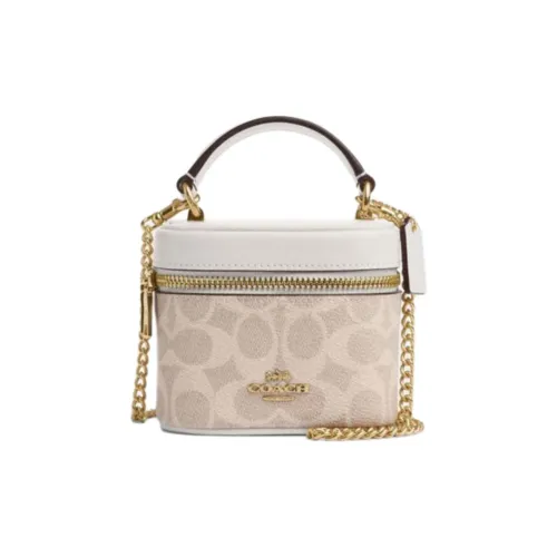 COACH Ava Покрытый холст Через плечо Сумка Мини Женские Золотой Песочный Мел