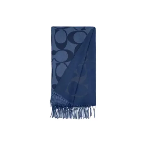 COACH Шерсть Кашемир Вязаные Шарфы Унисекс Синий