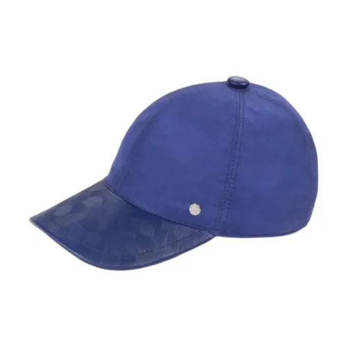STEFANO RICCI Шелк Телячья кожа Палладий покрытый металл Металлический компонент кепки унисекс синий