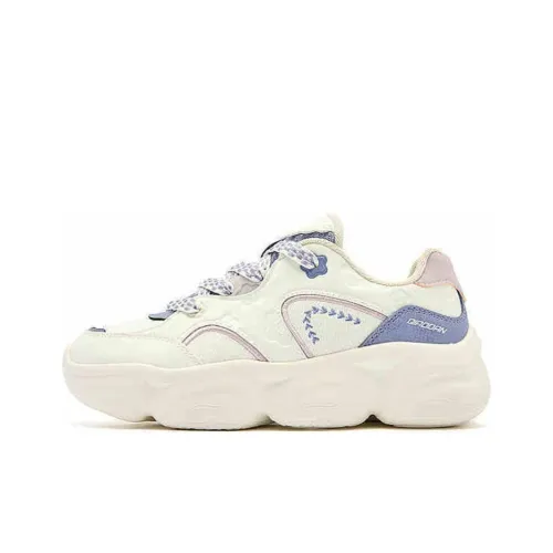 QIAODAN Elf Meow TD Амортизация Легкий Увеличение Высоты Низкий Топ Повседневный Женский Бежевый Синий