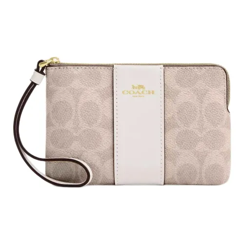 COACH Покрытый холст клатч мини женский мел и многоцветный