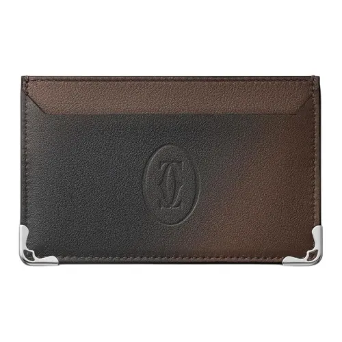 Cartier Кожаные Аксессуары Must De Cartier, Футляр Для Кредитных Карт Телячья Кожа Светло-коричневого Цвета С Эффектом Деграде, Палладиевая Отделка