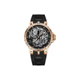 Розовый корпус, черный циферблат, черный ремешок - LM-RBRB