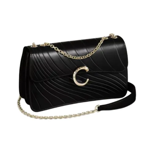 Cartier Panthère De Cartier Телячья кожа Сумка через плечо Маленькая Женская Черная