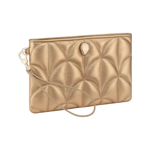 BVLGARI Телячья кожа Клатч Женский Золотой