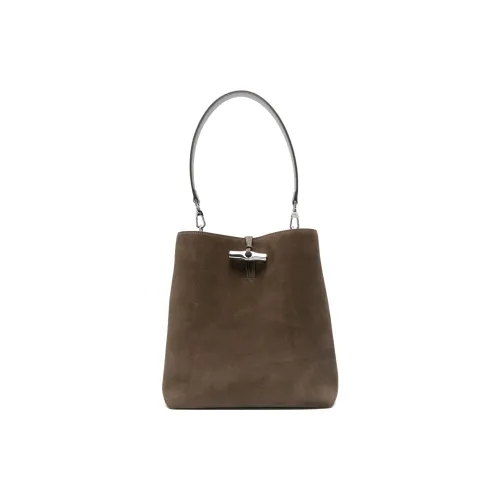 LONGCHAMP Le Roseau Замша Телячья кожа Сумка Сумка через плечо Средняя Женская Кедр Коричневый