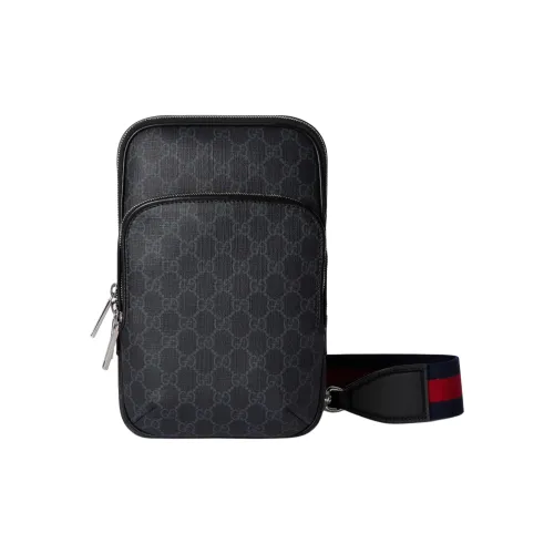 GUCCI Supreme Холст Sling Сумка Маленькая Мужская Черная