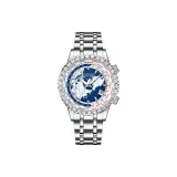 Белый корпус, синий циферблат, белая стальная полоска