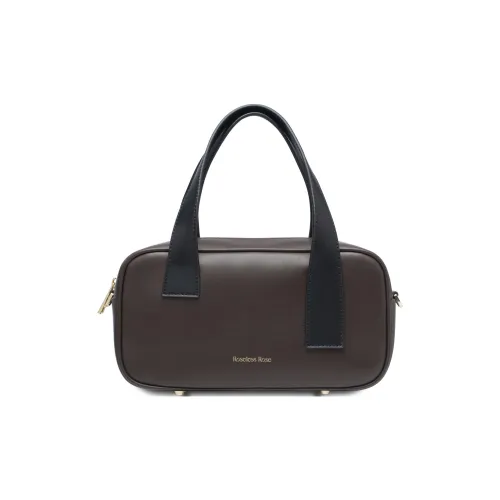 ROSELESSROSE Корова Кожа Бостон Сумка Сумка через плечо Сумка среднего размера Женская Темный шоколад и Миндаль Латте