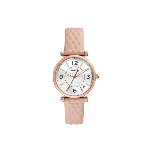 FOSSIL Carlie Collection Women's Watch Кварцевый механизм Кожаный ремешок 35 мм Белый циферблат