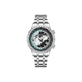 Белый корпус, черный циферблат, белая сталь, полоска