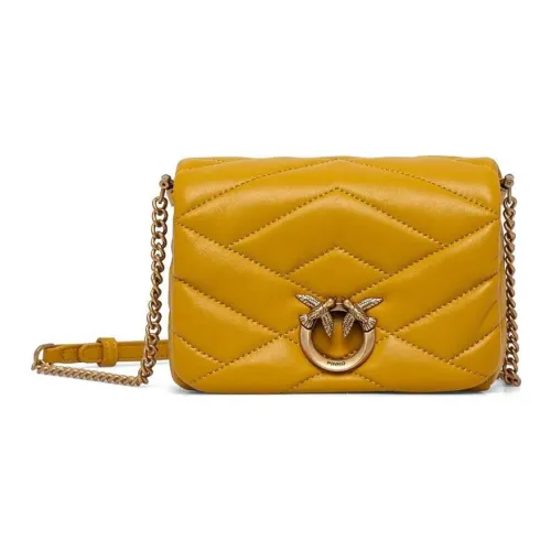 PINKO Click series Телячья кожа Сумка через плечо Женская Желтая