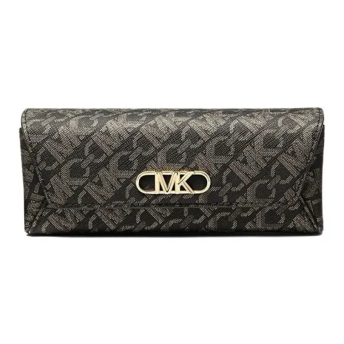 MICHAEL KORS Empire Покрытый холст Чехол для очков Маленький Женский Черный и Светлый Золото