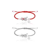 Красный + Серый - Подвеска с иероглифом «Фу», знак змеи, браслет-шнурок