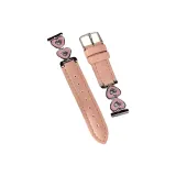 Серебристый Розовый Сердце Розовые Личи с Рельефом - Кожаный Ремешок