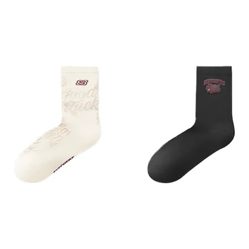 Skechers 2 шт Спаржа Экрю/черный 055 L Женские MID Носки до икры