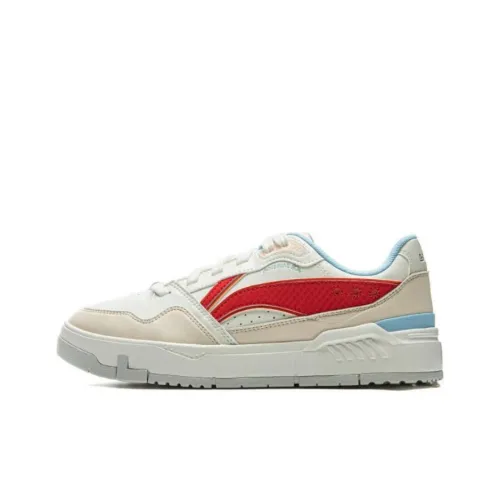 LiNing Common 80s Slip-resistant Abrasion-resistant Low Top Skateboard Shoes Women's Beige Red Blue
