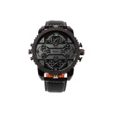 Черный циферблат, черный ремешок.