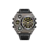 Черный корпус с черным циферблатом и золотыми цифрами