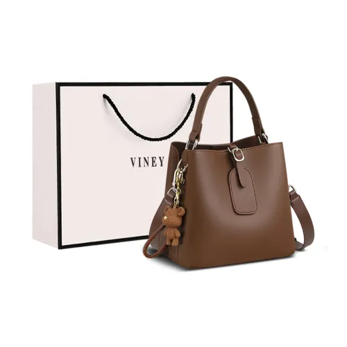 VINEY Коровья кожа Сумка Одно плечо Через плечо Сумка-ведро Стандартная Женская Кофейная