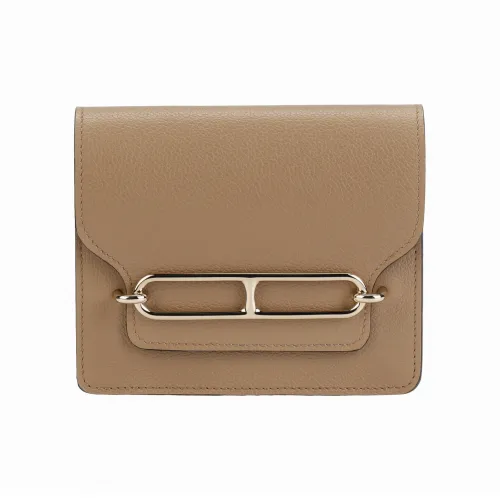 HERMES Roulis Evercolor Телячья кожа Свиной нос Кошелек Женские 0M Чай Молочно-чайный