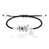 Черный - Подвеска с иероглифом "Фу" - Браслет с шнурком - Змея