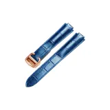 Пряжка розового золота, синяя кожа