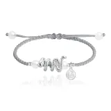 Серый - Подвеска с иероглифом "Фу" - Браслет с шнурком - Змея