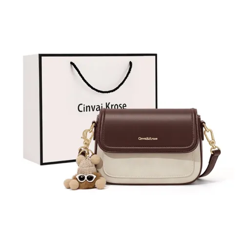 CinvaiKrose Сумка через плечо из коровьей кожи с синтетической кожей маленькая женская бежевая и кофейная