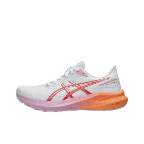 Asics GT 1000 13 Дышащий Амортизация Поддержка Низкий Топ Беговые кроссовки Женские Белый Розовый Оранжевый