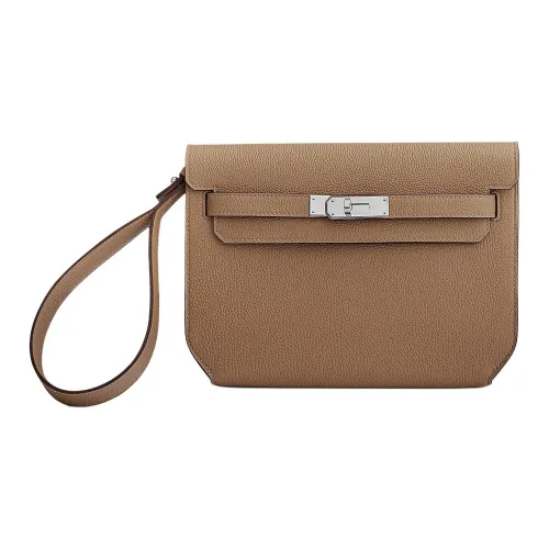 HERMES Kelly Depeches Коровья кожа Togo Клатч Мужской 3G Alezan Каштановый