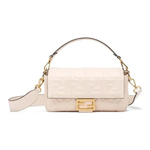 FENDI Baguette Овечья шкура с кожей наппа Сумка через плечо Сумка Женская Белая