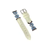 Серебристо-синий, сердце, зеленый, зернистая кожа личи, кожаный ремешок.