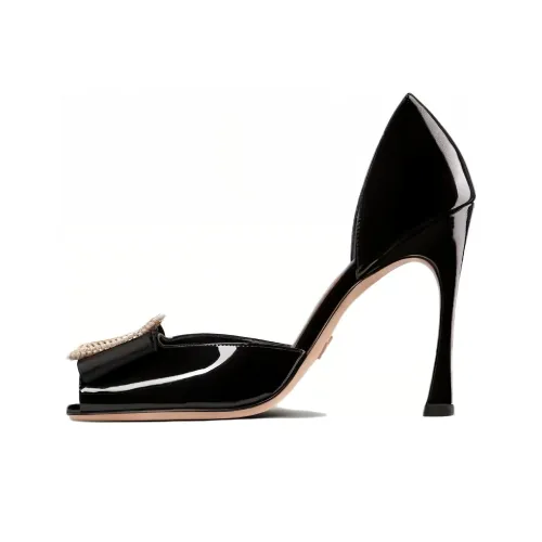 DIOR Idylle Низкий каблук Одиночный ремешок Сандалии Женские Черные