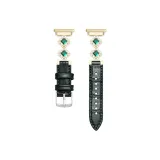 Розовое золото и зеленый ромб с зеленым ремешком