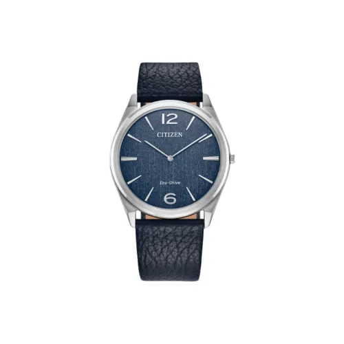 CITIZEN Classic Collection Светильник Кварцевый механизм Кожаный ремешок Часы 38,4 мм Мужские часы Синий циферблат