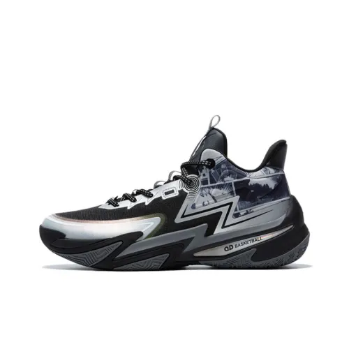 QIAODAN Broken Shadow 5 Амортизаторы Устойчивые к истиранию Высокий топ Баскетбольные кроссовки Мужские Серый Черный