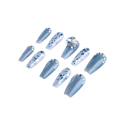 Song Biography Синий Элегантность Сверкающий страз False Nail MID Длина (размер в длину) 25 мм
